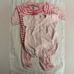 Footie and bubble suits - pinks - 6-9 months